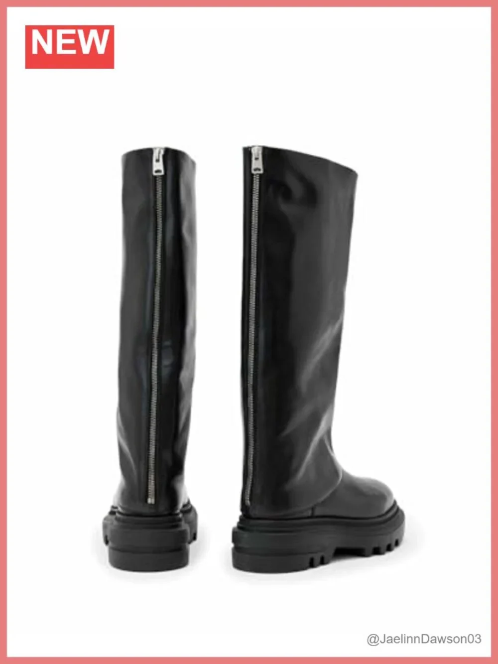Leather Knee-High Boots Round Toe Zip Closure Comfortable Everyday Wear
